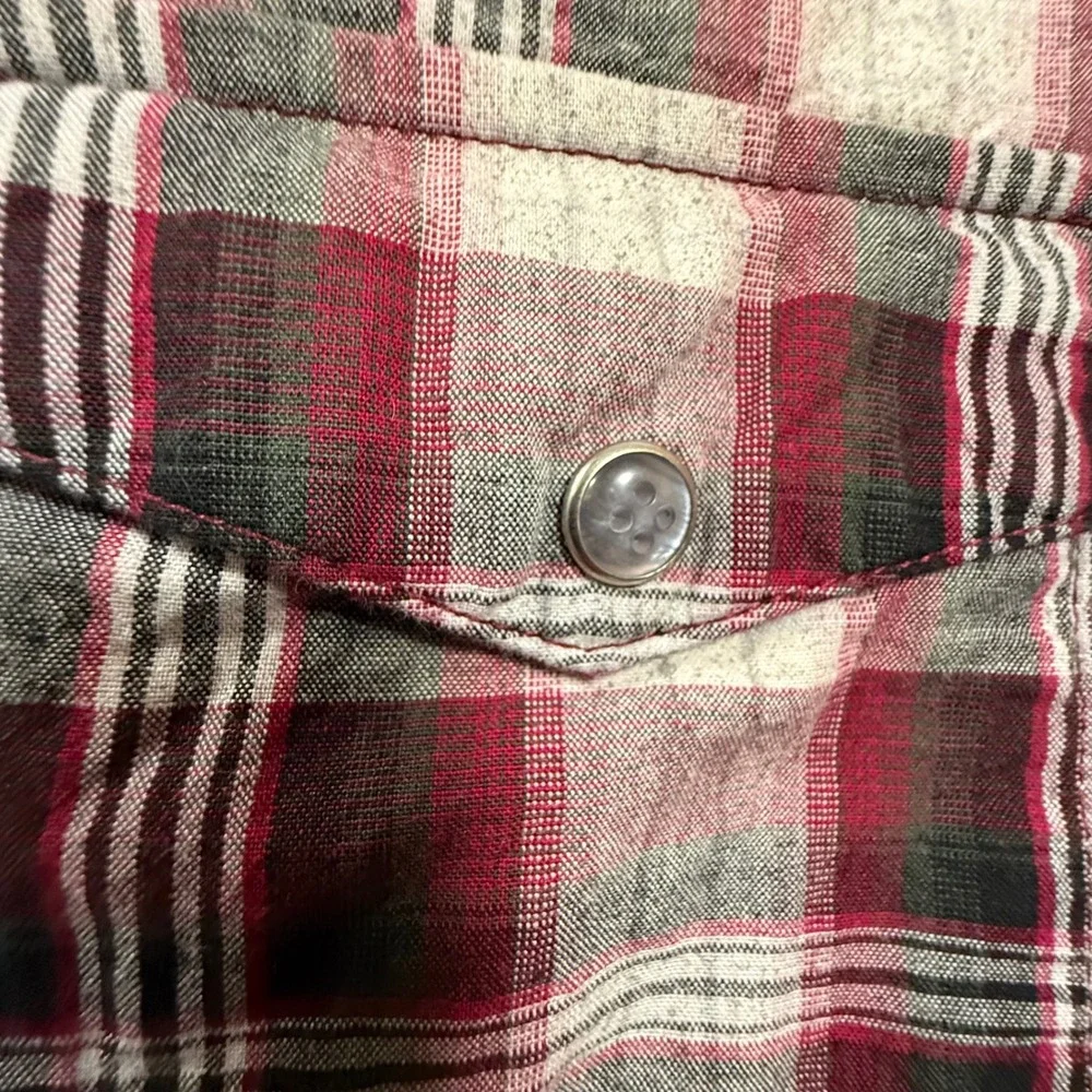 Maurices Premium Western Plaid Pearl Snap Long Sleeve‎ Shirt Women Medium